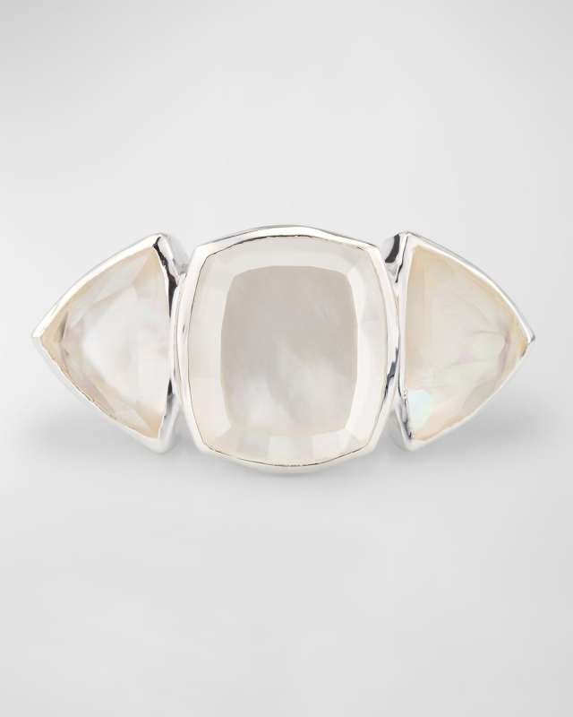 Rock Candy Large Mixed-Cut Cushion and Trillion Ring in Rock Crystal and MOP Doublet